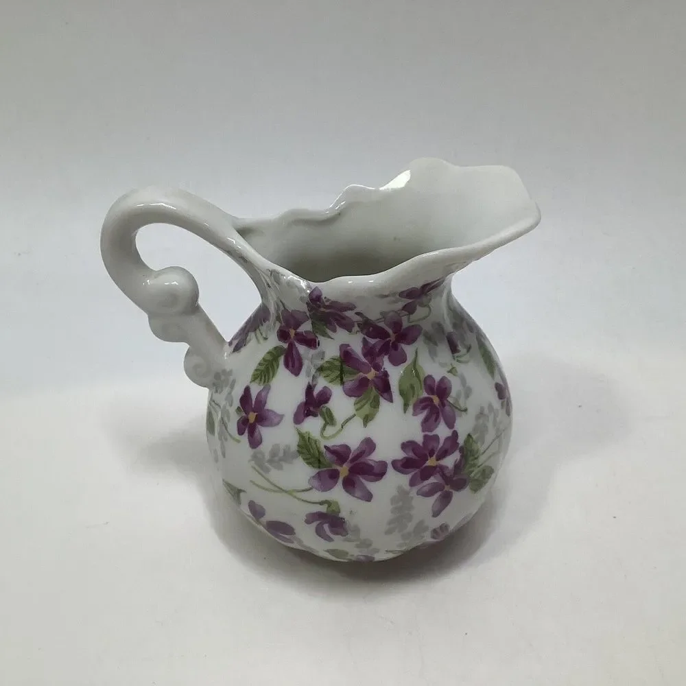 Vintage Inarco Chintz Purple Floral Violets Creamer Porcelain Japan E‎ 4982